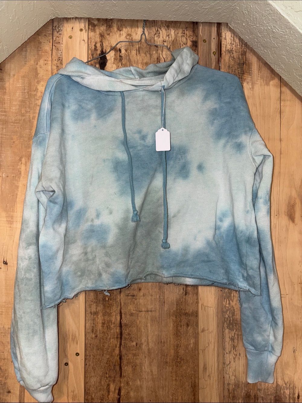 #138 SO Blue Tie-Dye Cropped Hoodie
